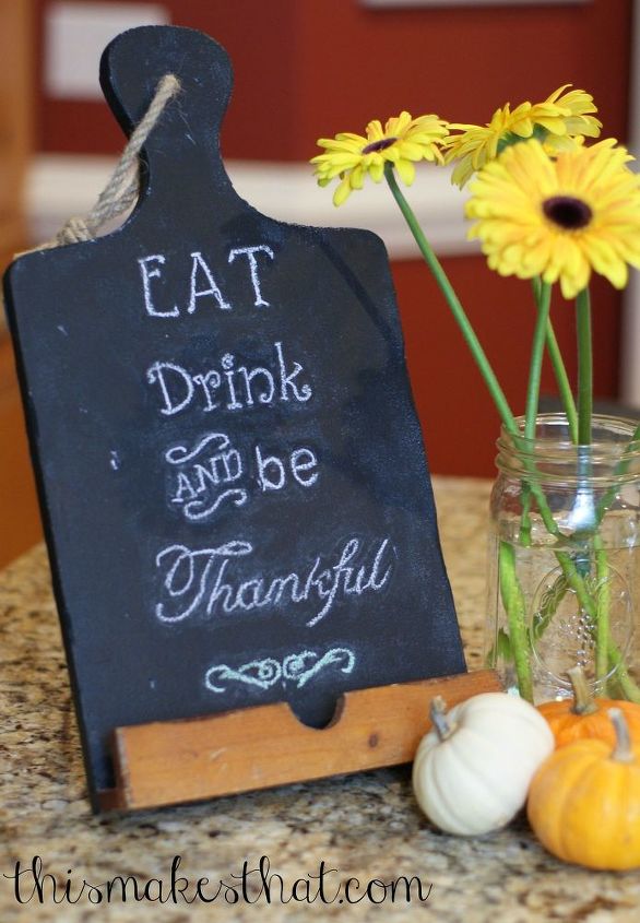 chalkboard cutting board sign