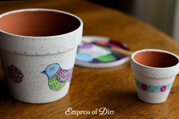 handpainted flower pots