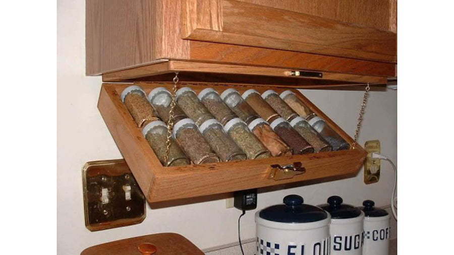 Rustic Under Cabinet Spice Rack
