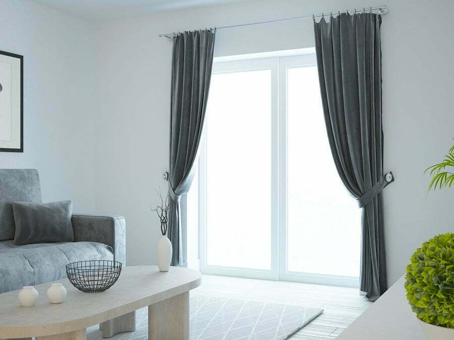 grey velvet curtains