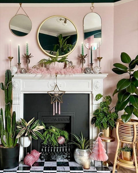 Maximalist Biophilic Decor In Pink And Green With Rockett St George Accessories biophilic decor