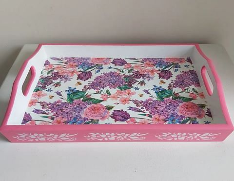 Floral Decoupage Wood Trays: A Stylish And Elegant Home Decorating Idea decor with trays