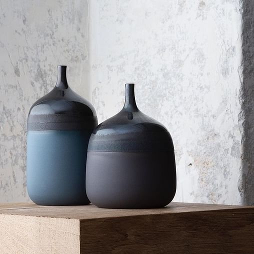 Exquisite Blue And Black Porcelain Vases From Ceramist Barbara Lormelle decor with vases