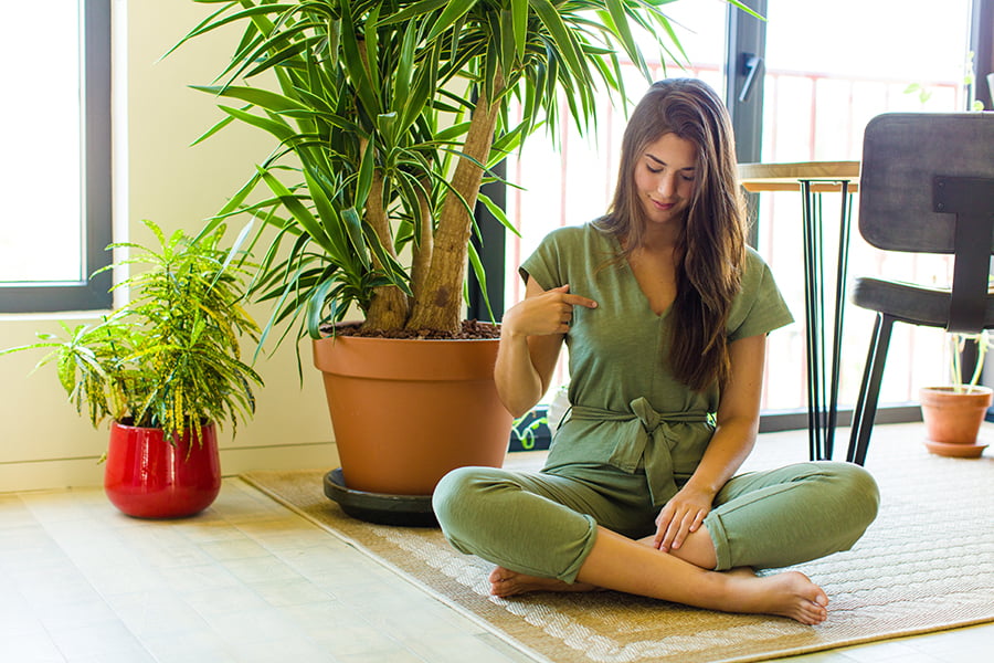 meditating area with plants