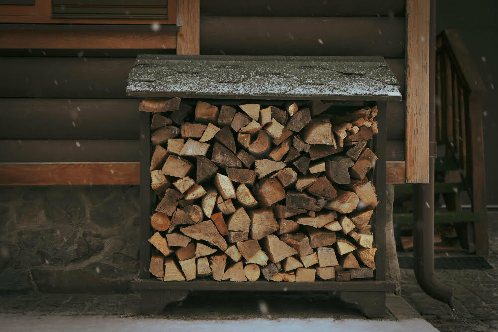 firewood stacker tree stump