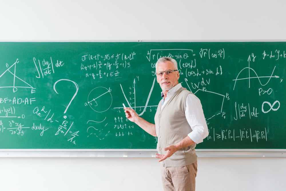 teacher using blackboard