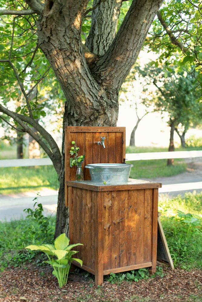 wooden water fountain
