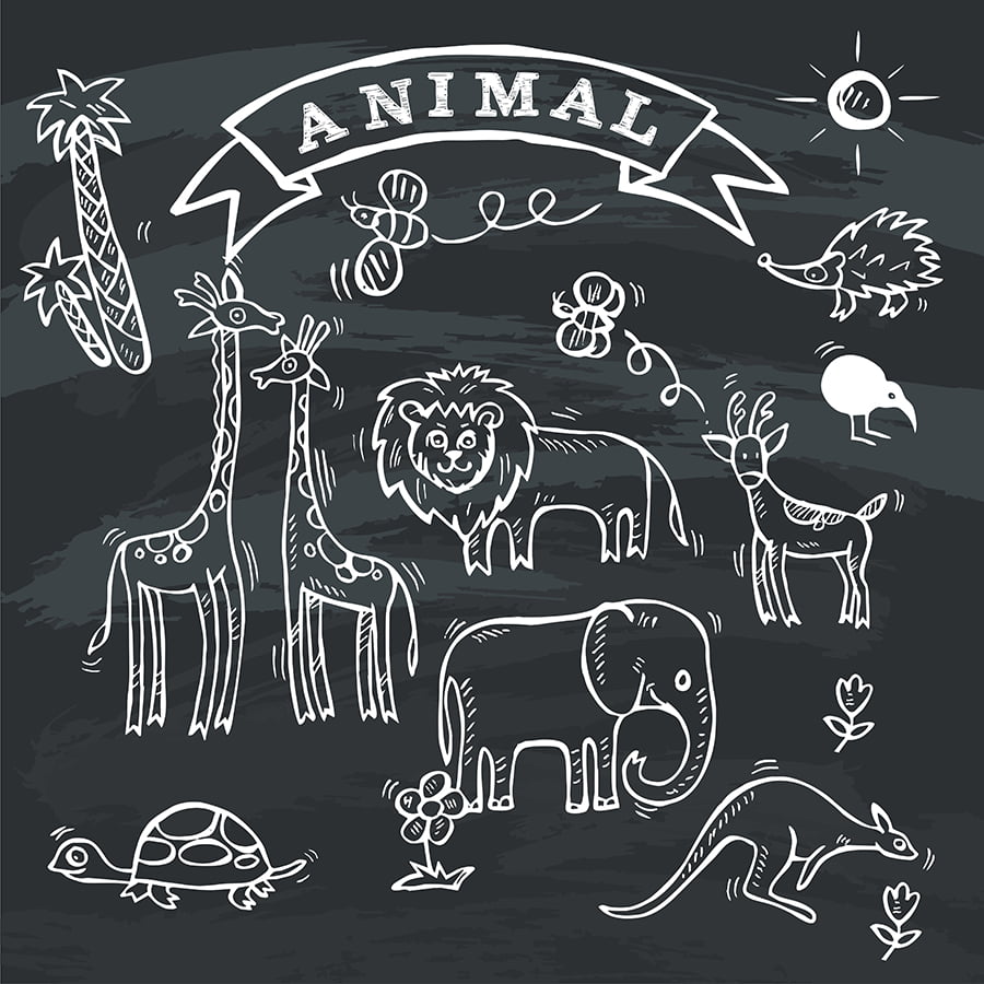chalkboard animals