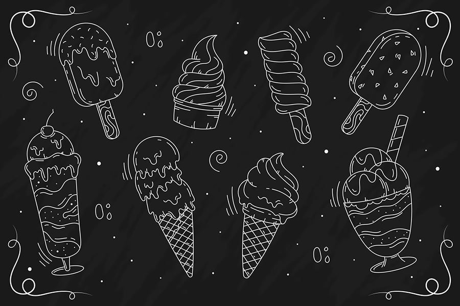 ice cream cone chalkboard