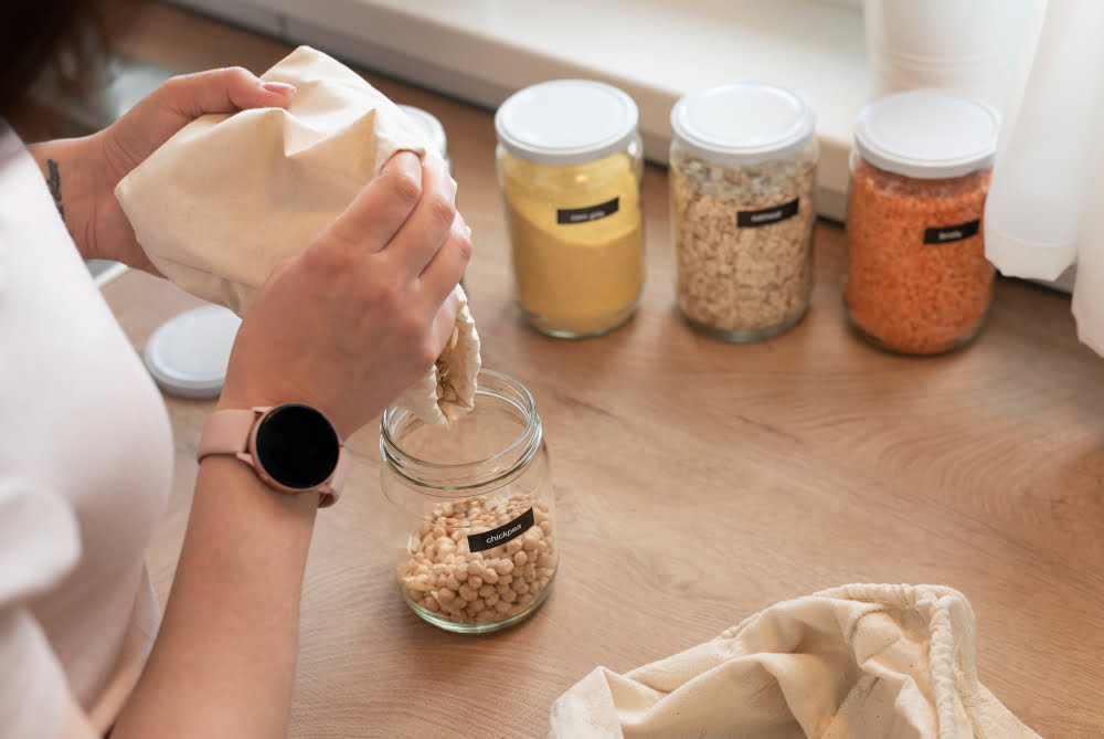 putting labels on spice jars