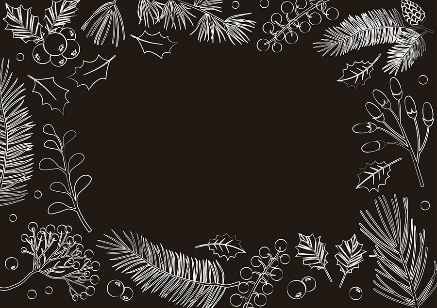 chalkboard Holly Leaves