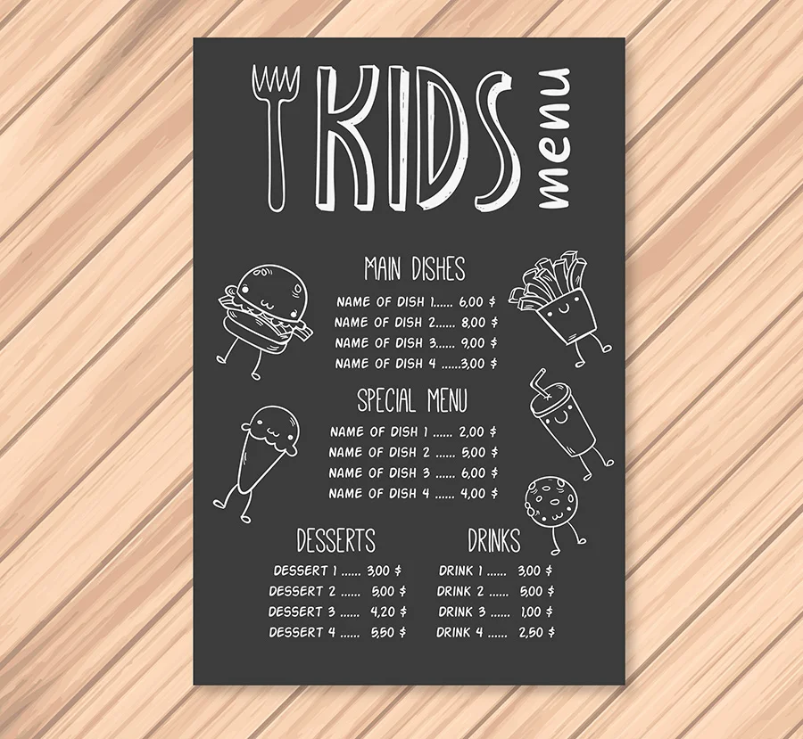 chalkboard restaurant Kids' Menu