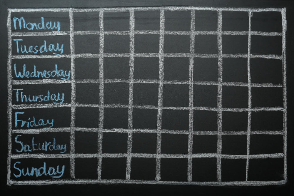 chalkboard study schedule