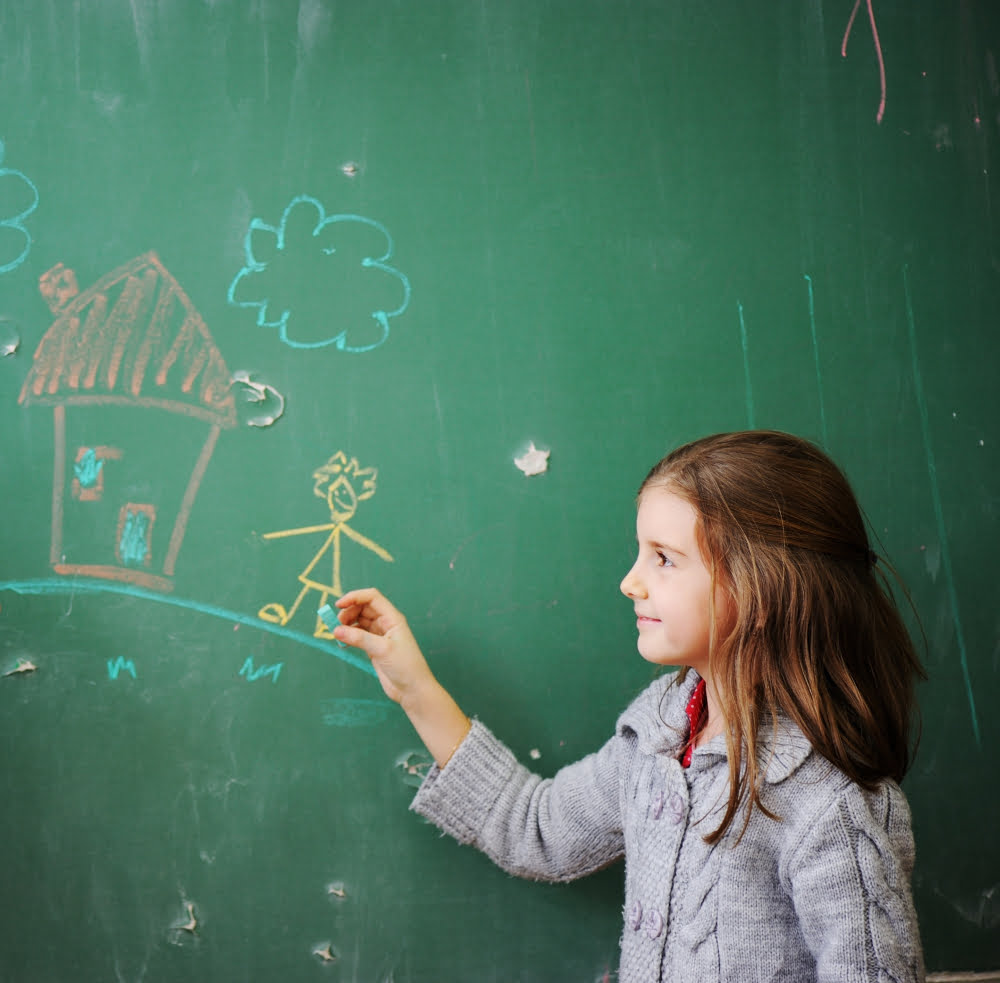 child chalkboard building blocks