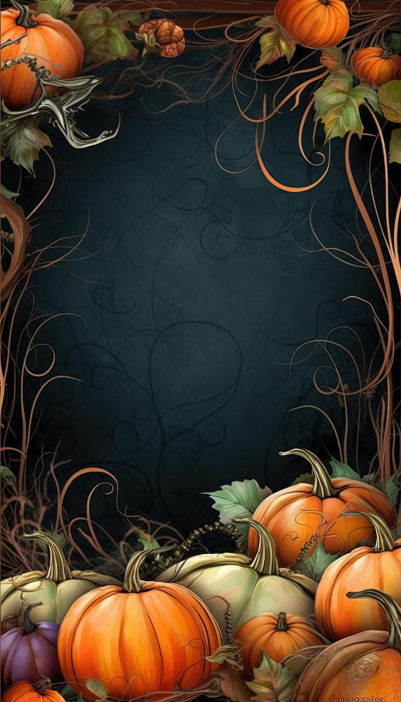 Chalk-drawn Pumpkin Vines