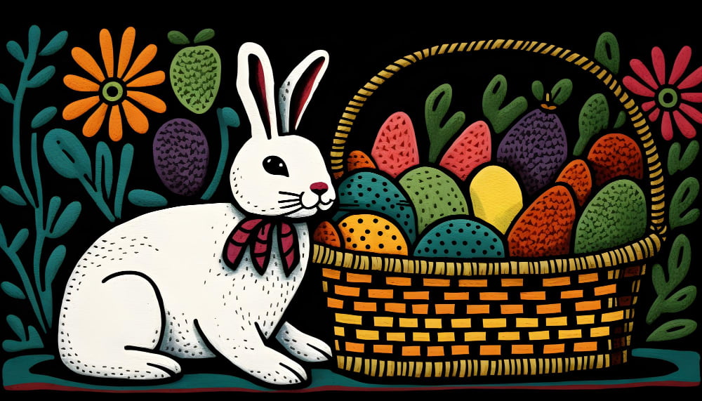 Basketful of Eggs chalk Easter