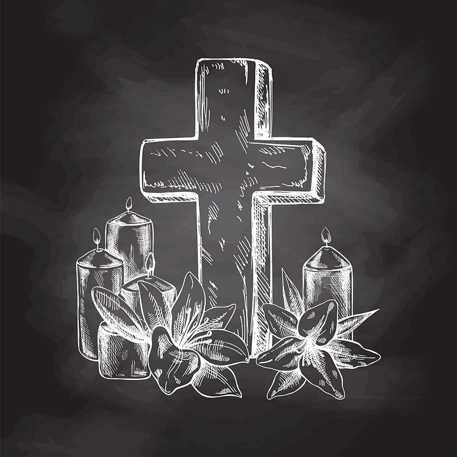 Cross and Lilies Chalk