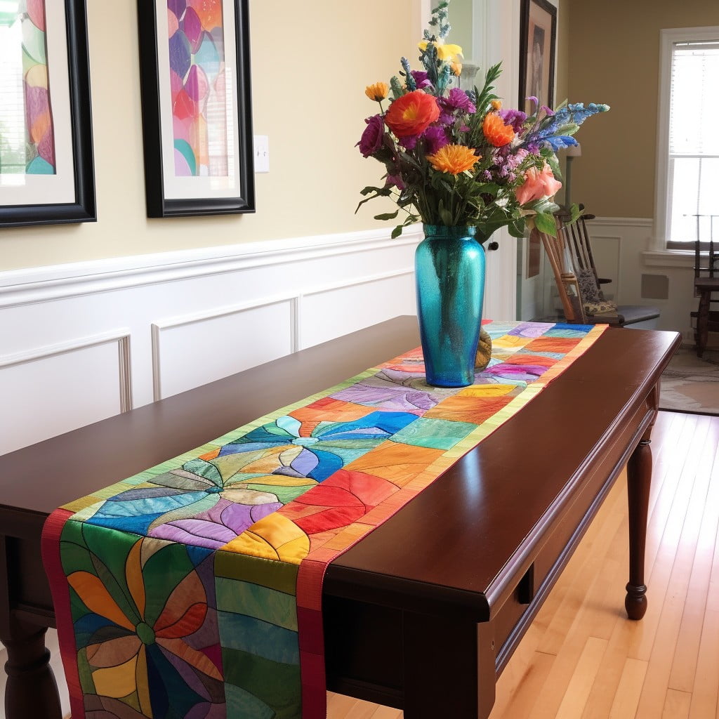 a colorful table runner