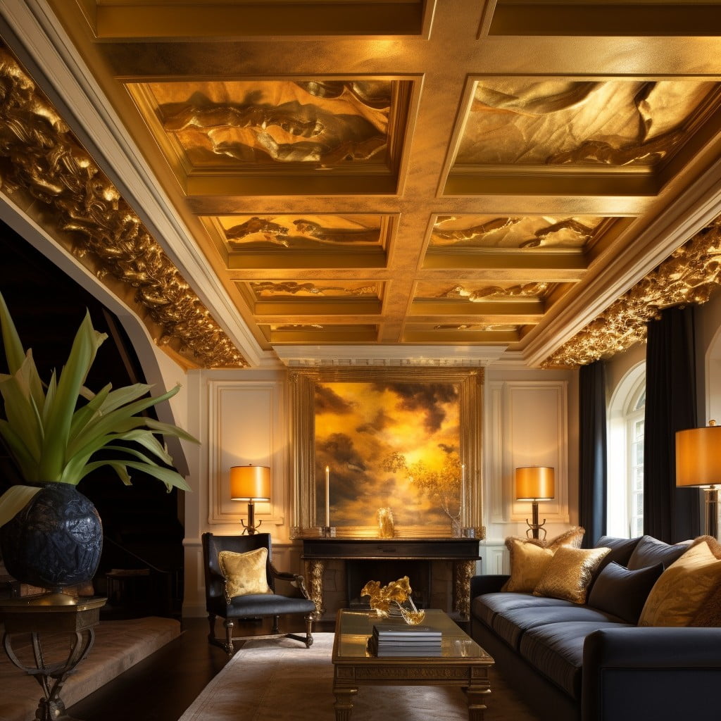 beams with gold leaf covering for luxury feel