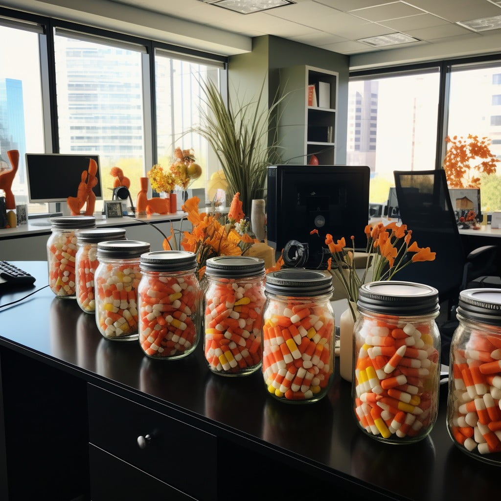 candy corn filled jars