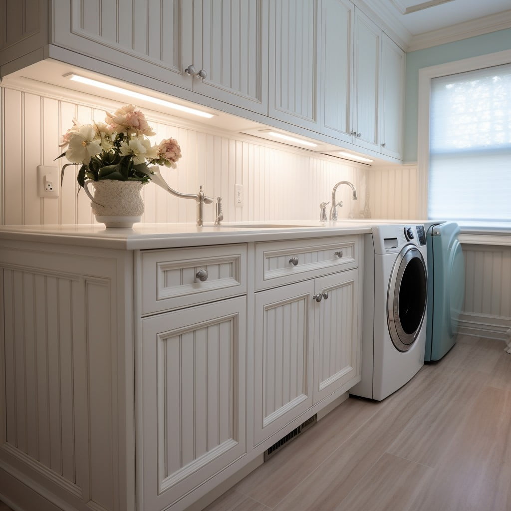 design a fluted panel cabinet in the laundry room