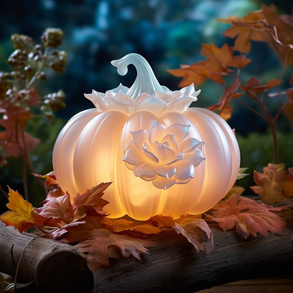 frosted glass pumpkin decor