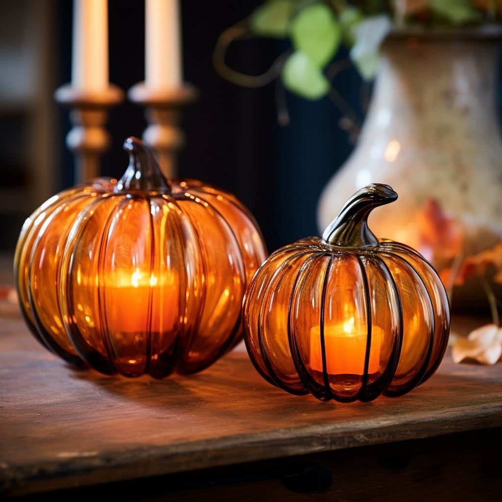 glass pumpkin candle holders