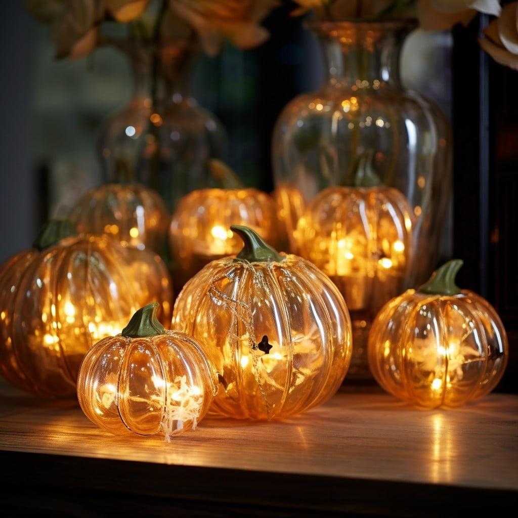 glass pumpkin fairy lights
