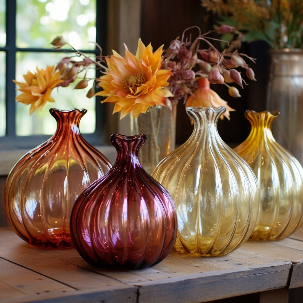 glass pumpkin flower vases