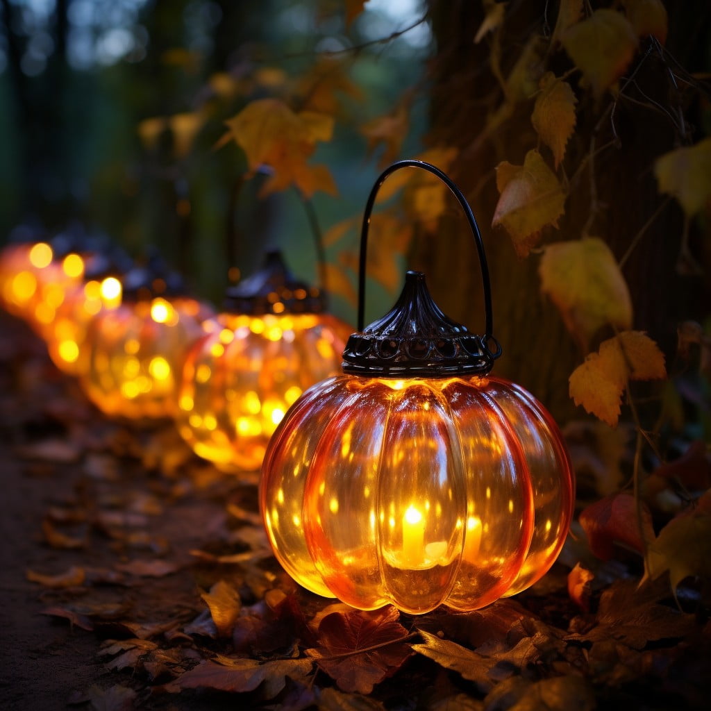 glass pumpkin lanterns
