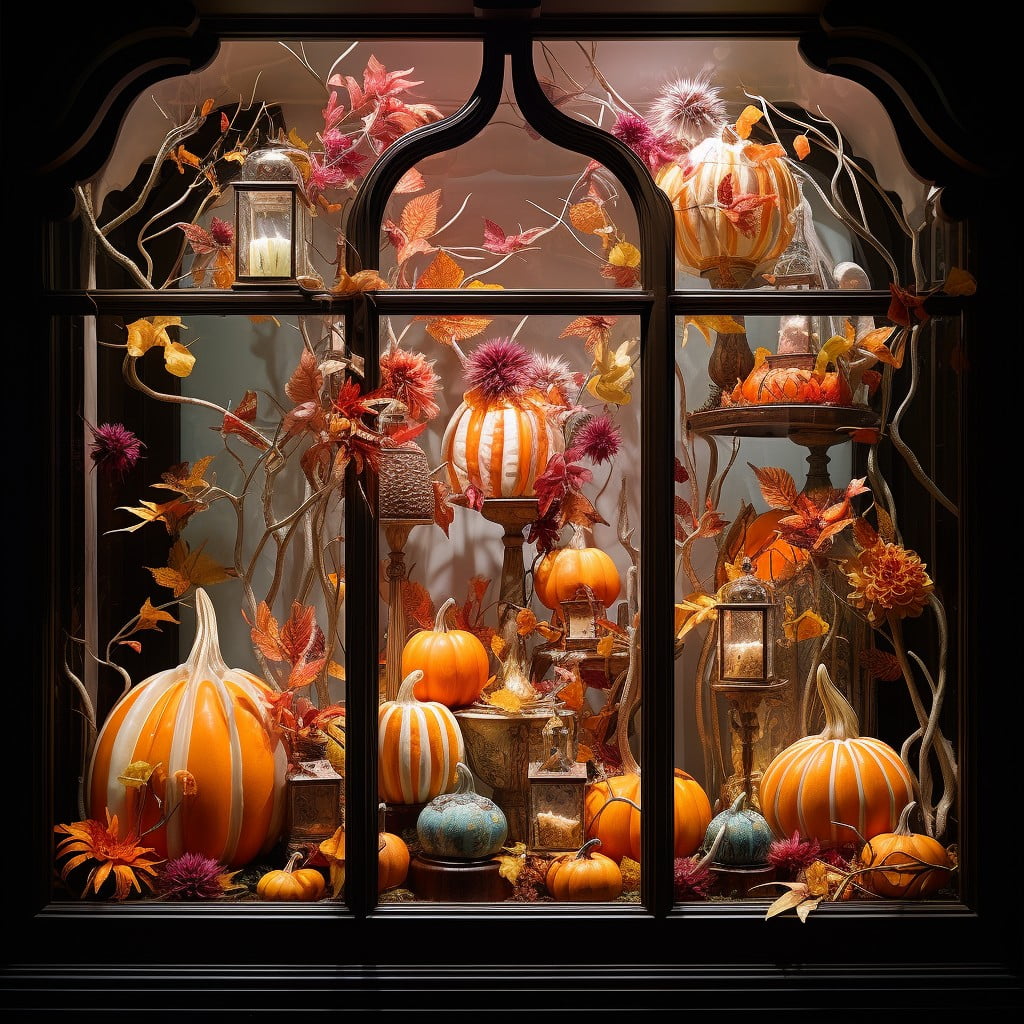 glass pumpkin window display