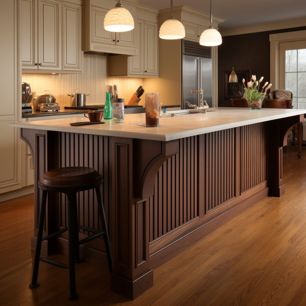 install fluted panels under the kitchen island bar