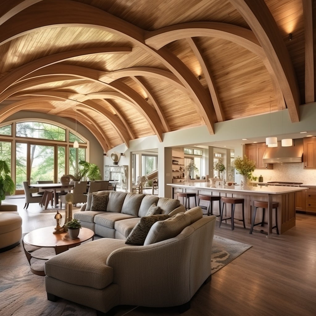 mimic vaulted ceiling using curved beams