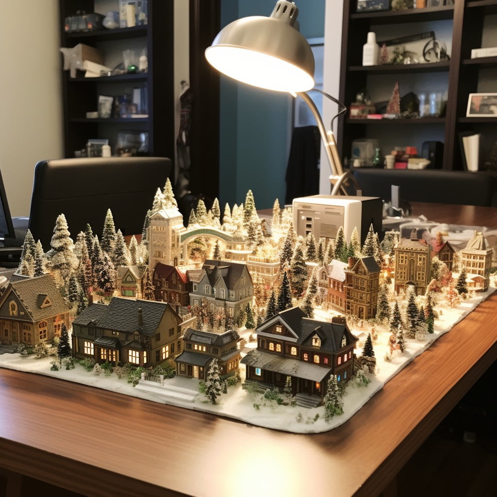 miniature christmas village setup