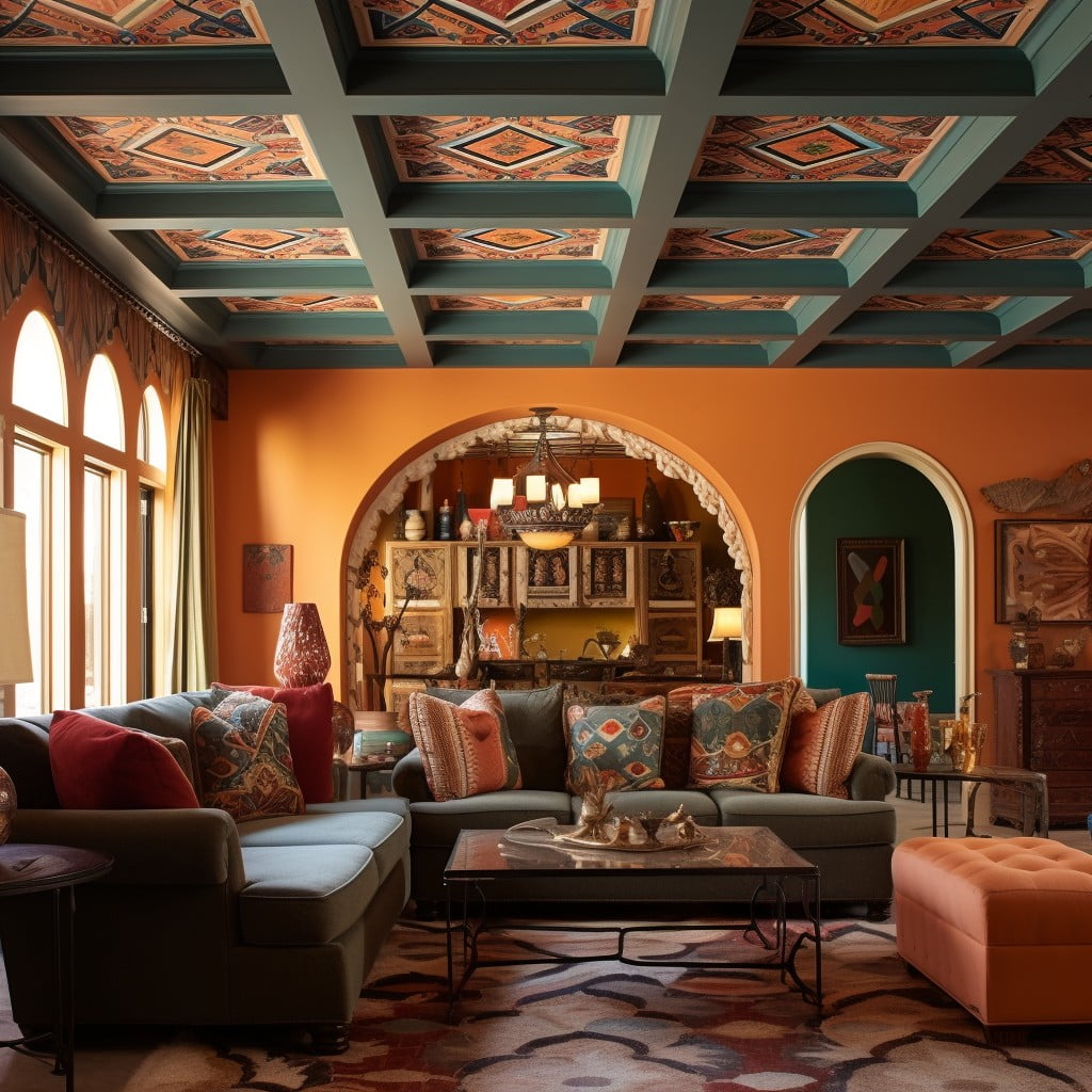 moroccan style painted beams