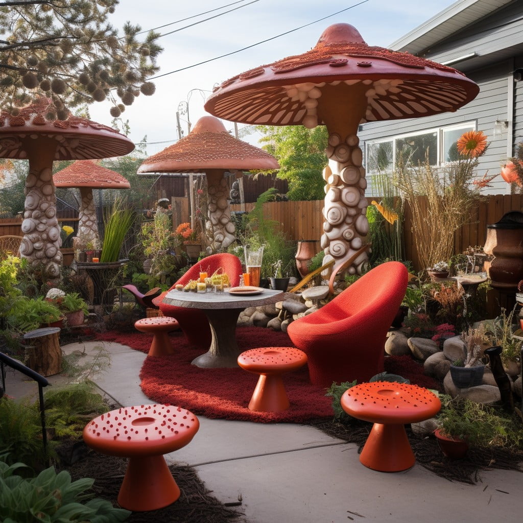 mushroom inspired outdoor seating
