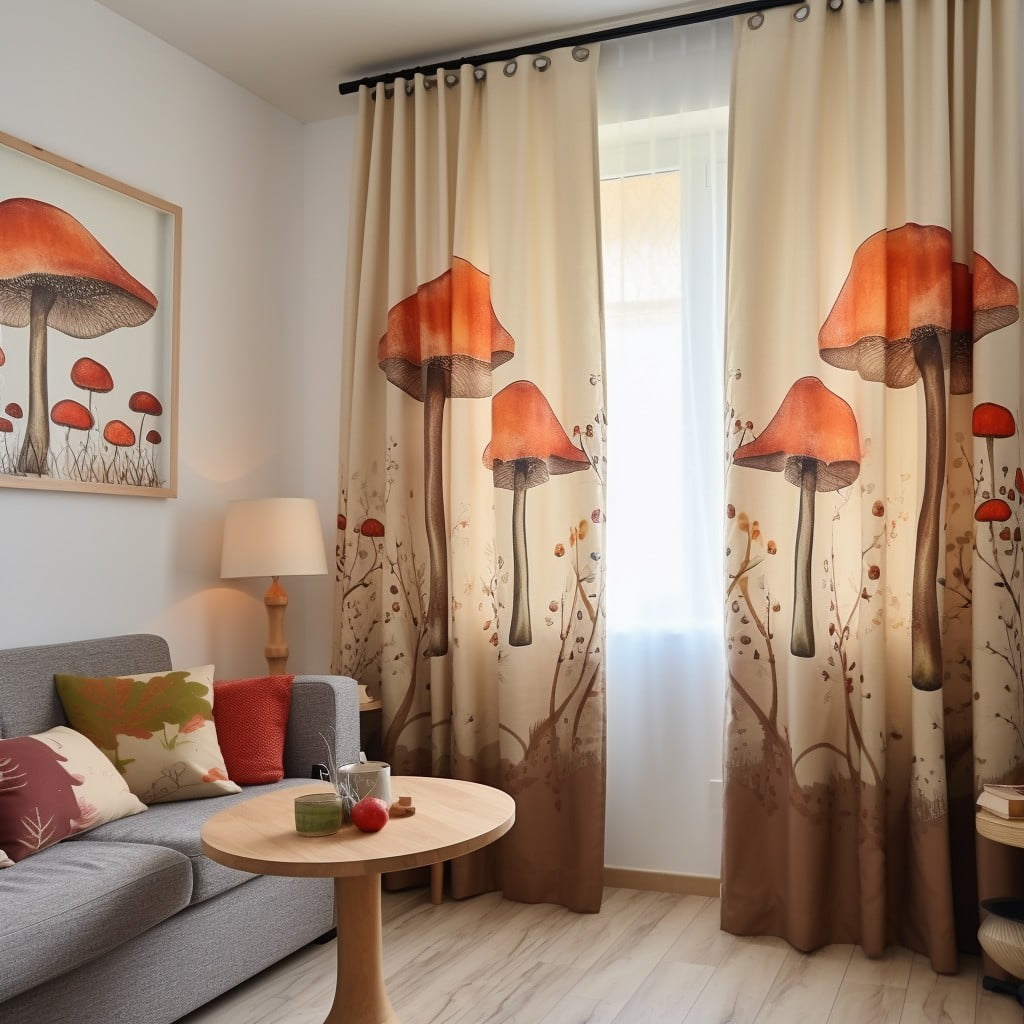 mushroom patterned curtains