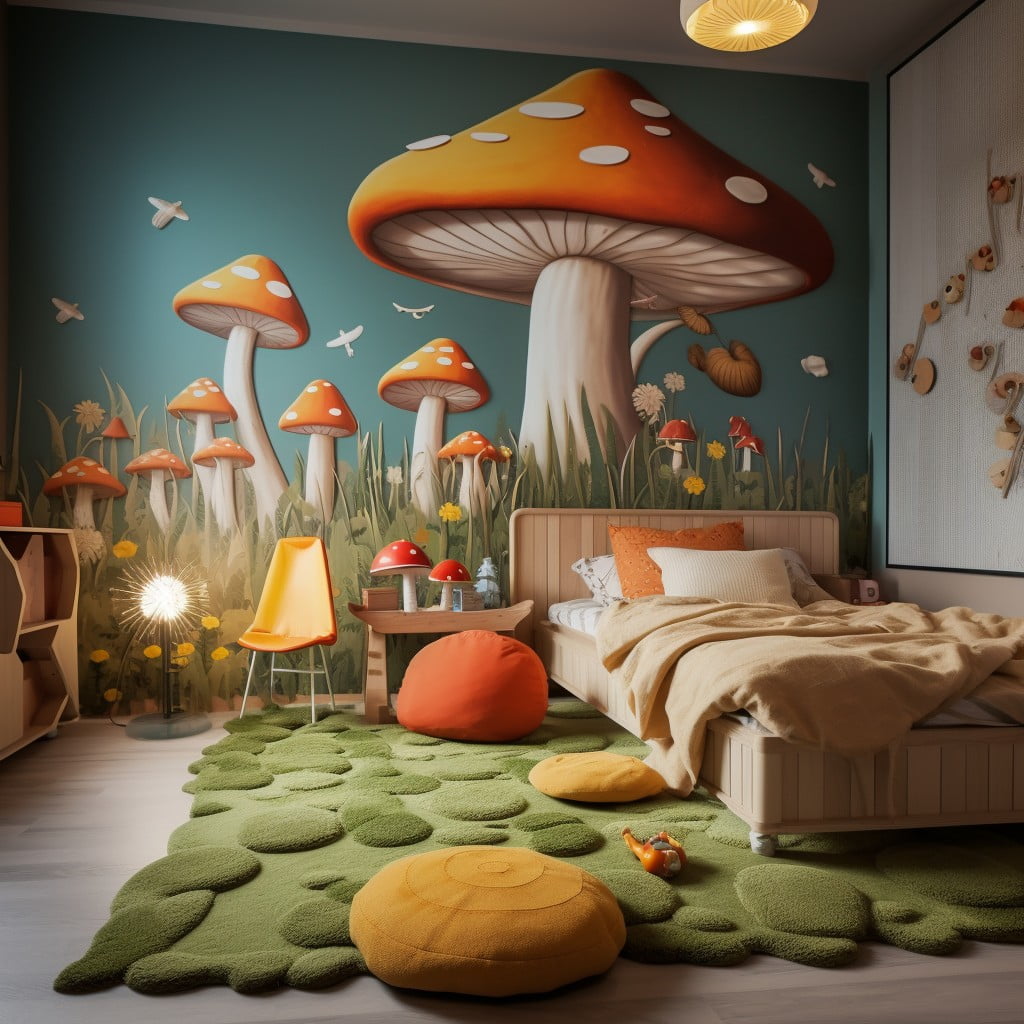 mushroom themed childrens room decor