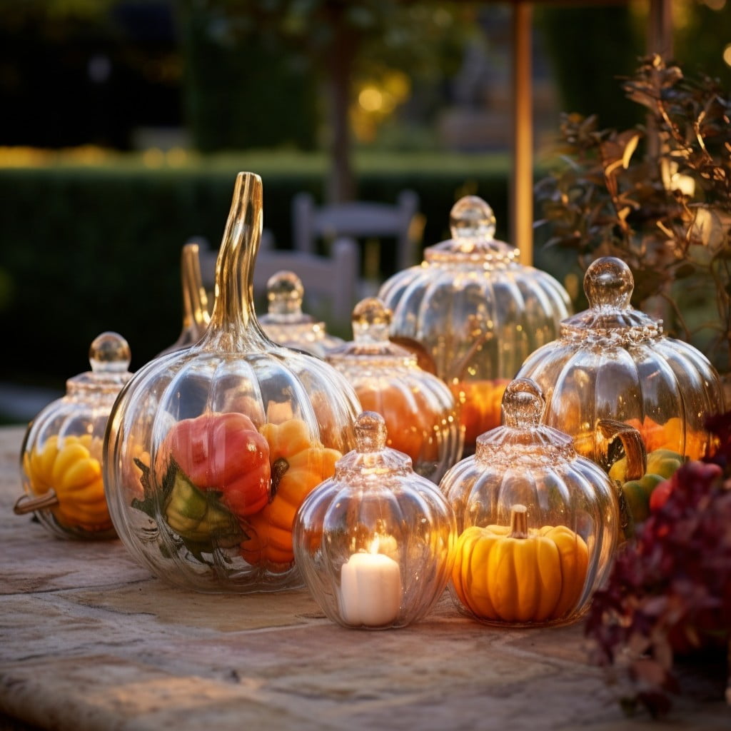 outdoor glass pumpkin decorations