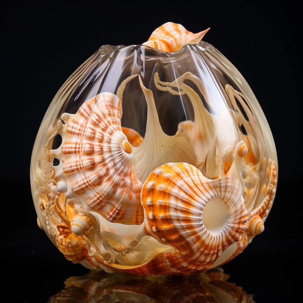 seashell stuffed glass pumpkins