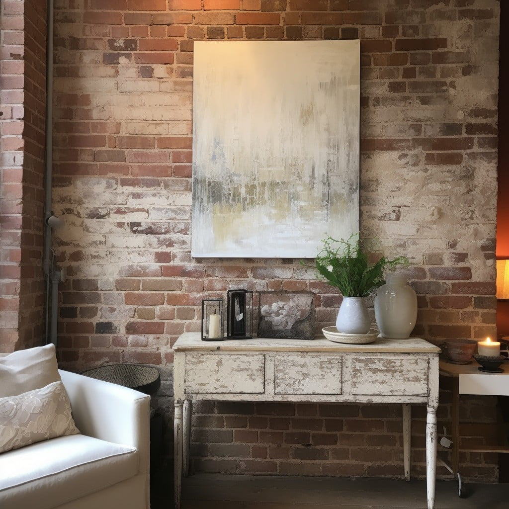 white limewash with exposed brick detailing