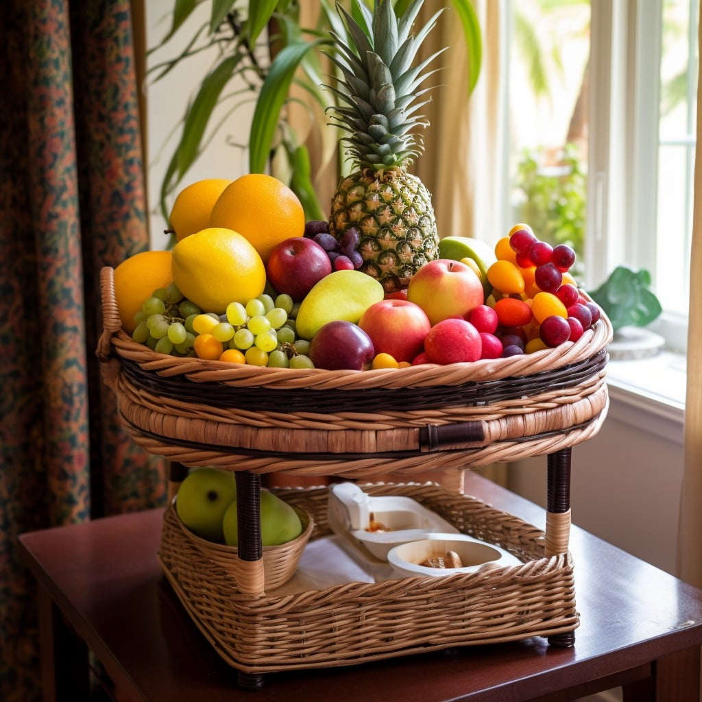 wicker basket with fruits