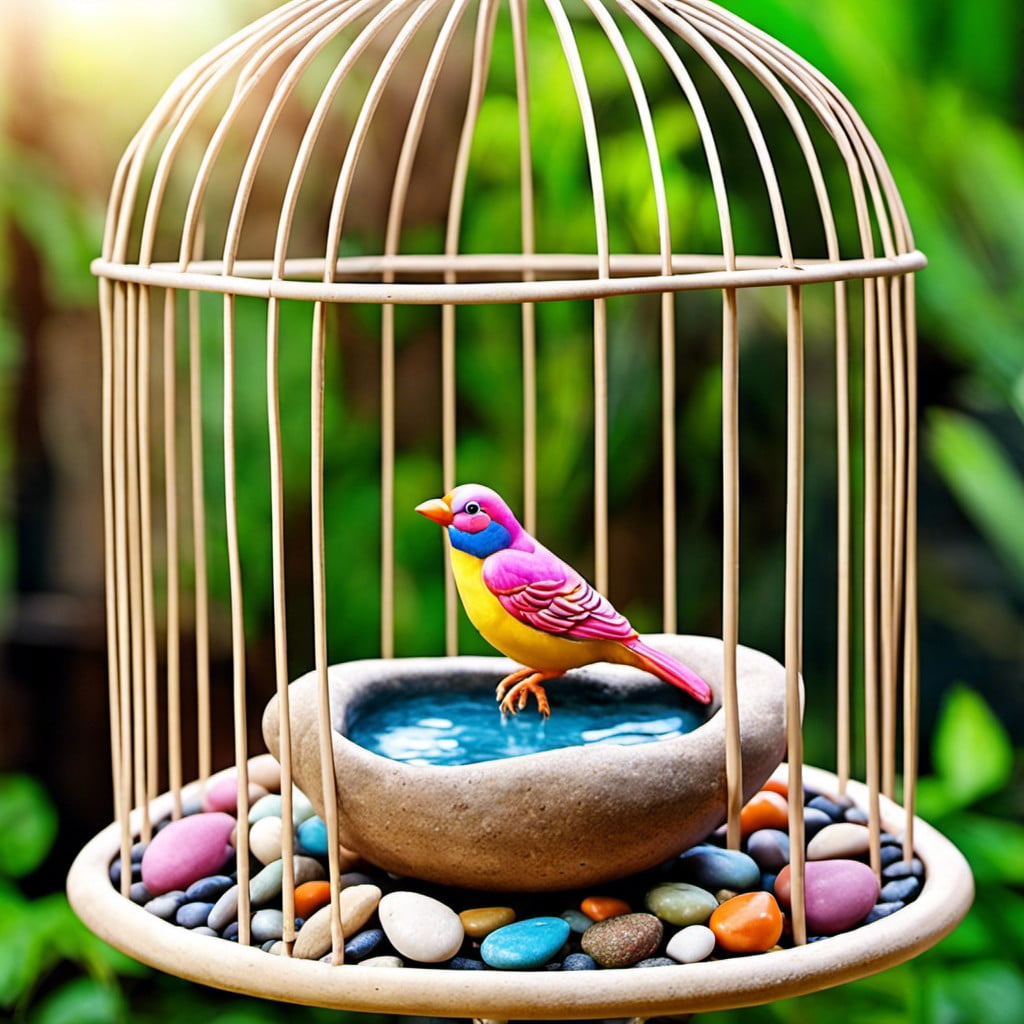 a pebble bird bath