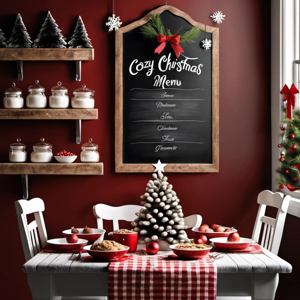 a small holiday chalkboard listing christmas menus