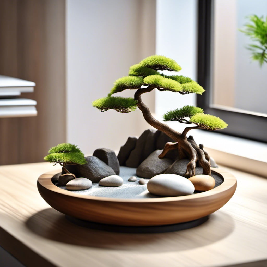 a small zen garden on the countertop