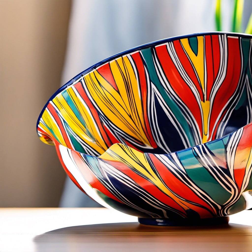 abstract acrylic painted bowl