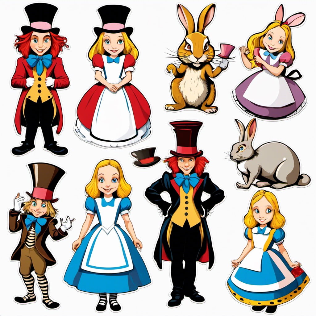 alice in wonderland character cutouts