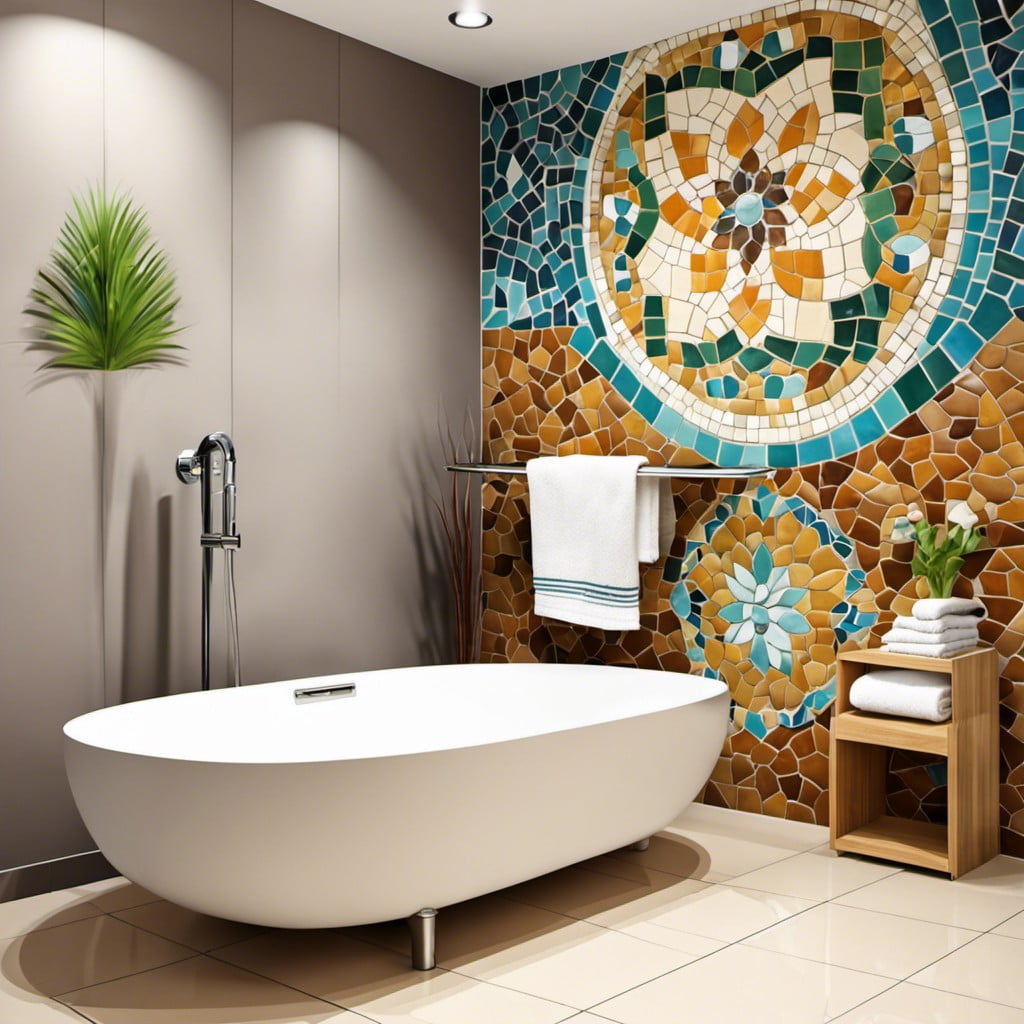 artistic with mosaic tiles or wall murals