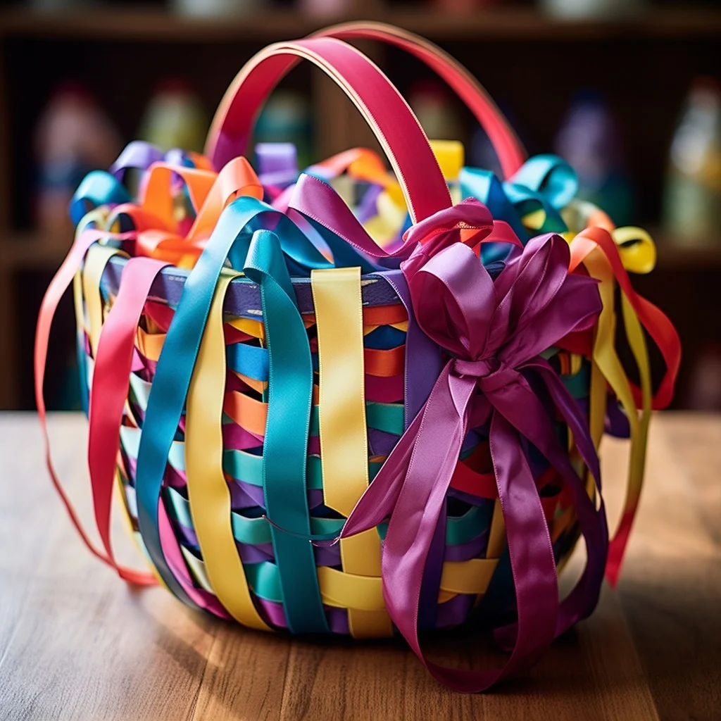 basket with ribbon accessories