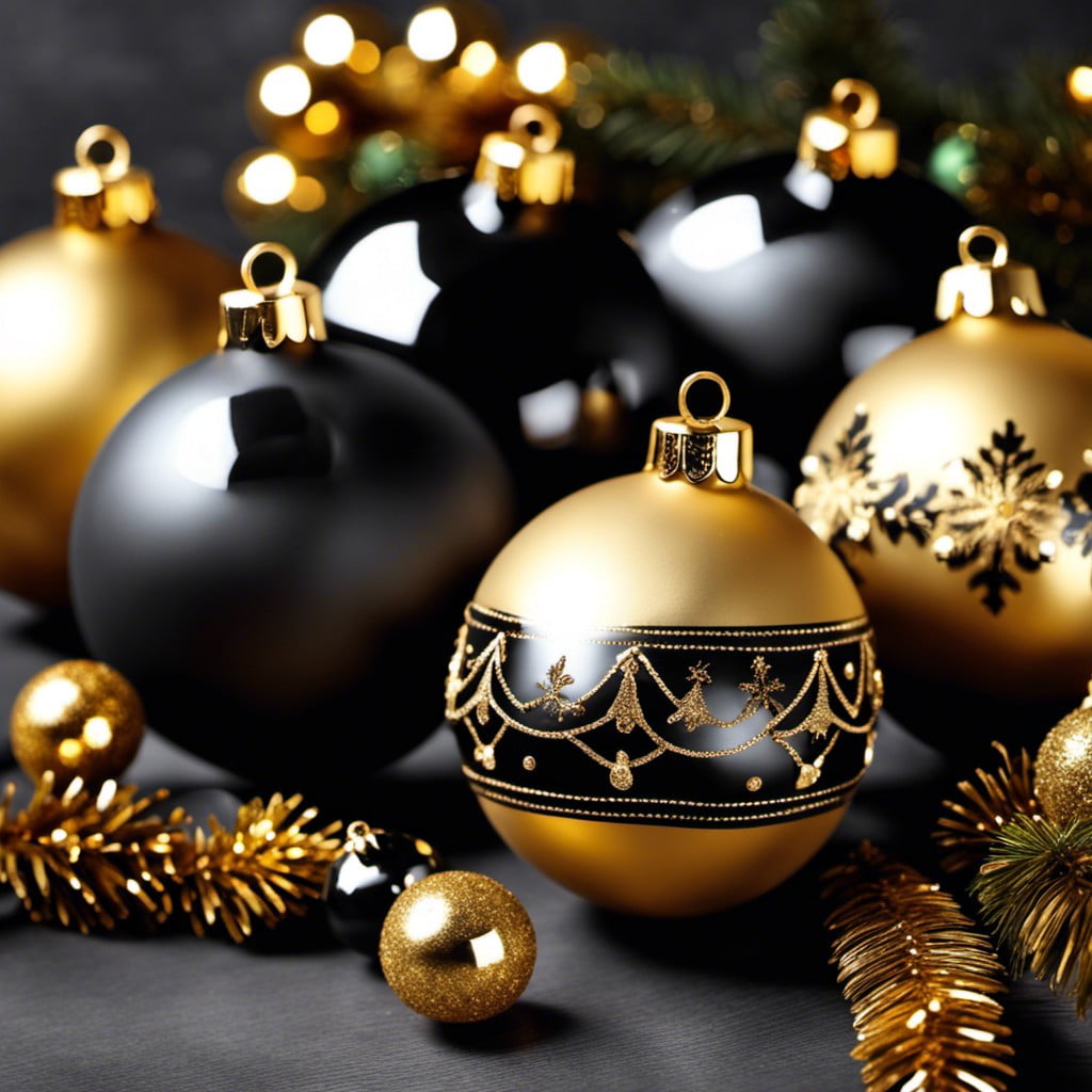 black and gold baubles